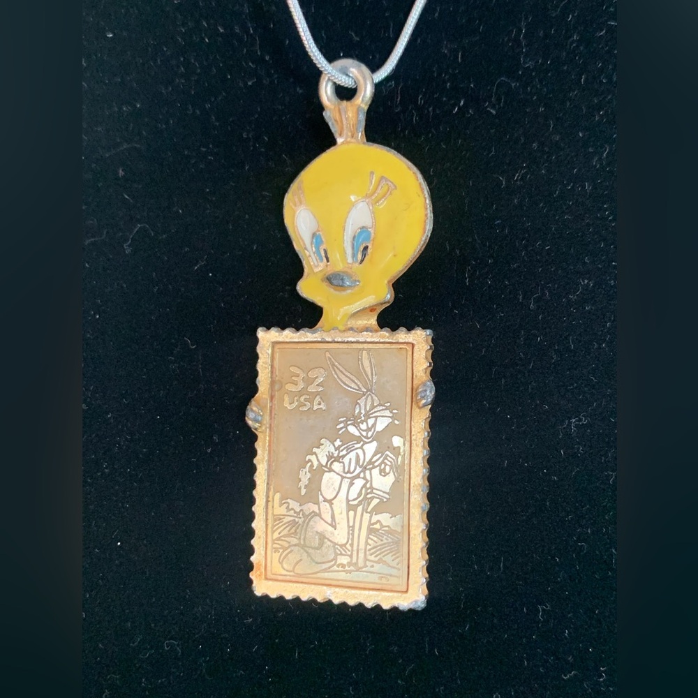Vintage Looney Tunes Tweey USPS Post Office Stamp Collection Pendant Rare